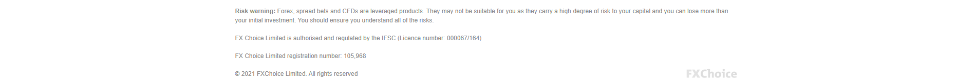 FXChoice regulator FXChoice regulator